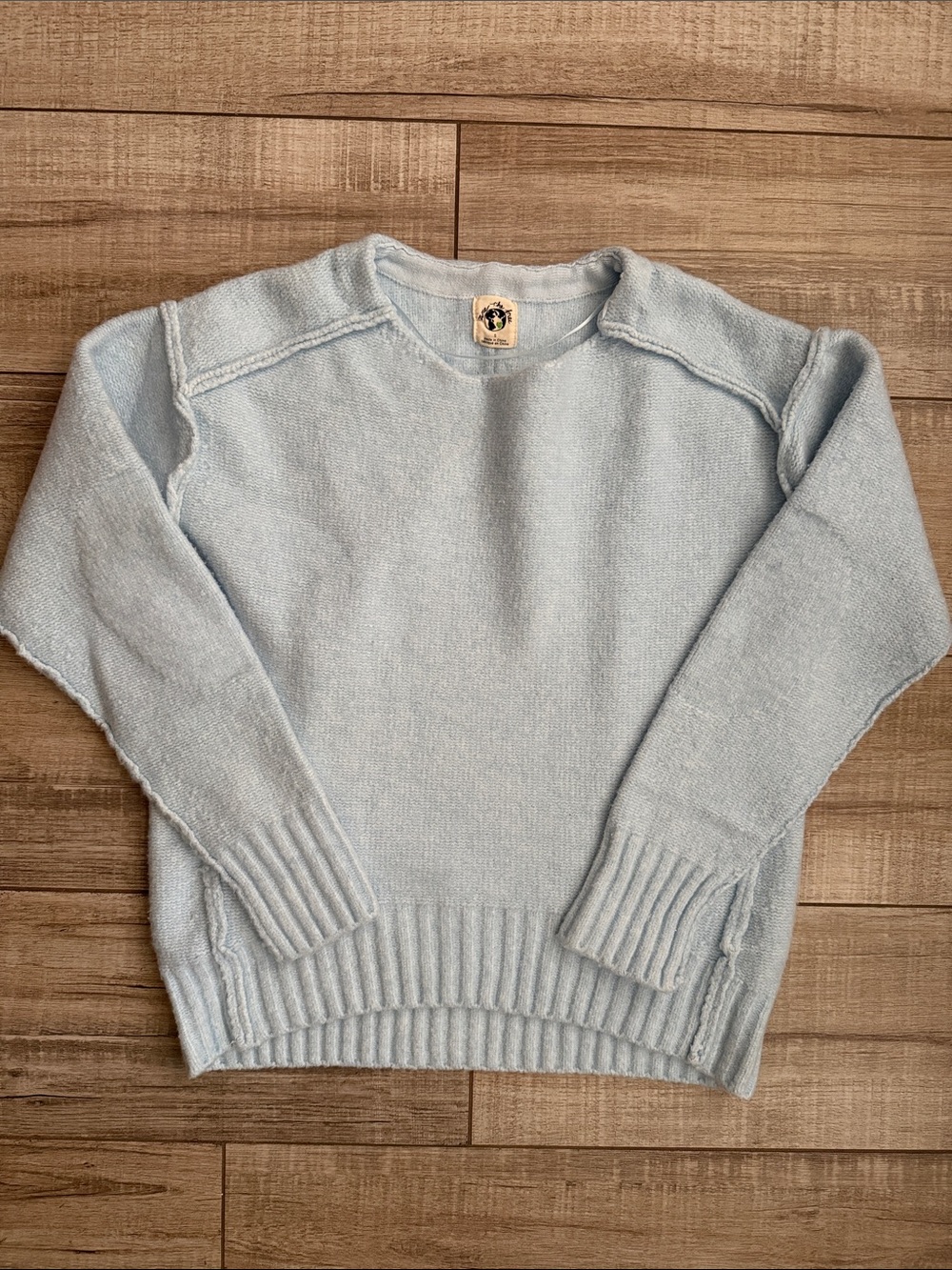 We The Free Free People Light Blue Raw Seam Knit Pullover Sweater Small